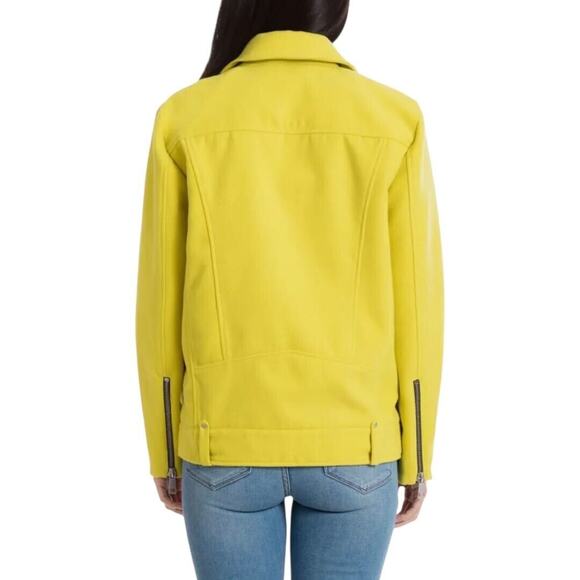 Avec Les Filles Long Sleeve Zip Double Face Biker Jacket Yellow Women's Large - Picture 4 of 12
